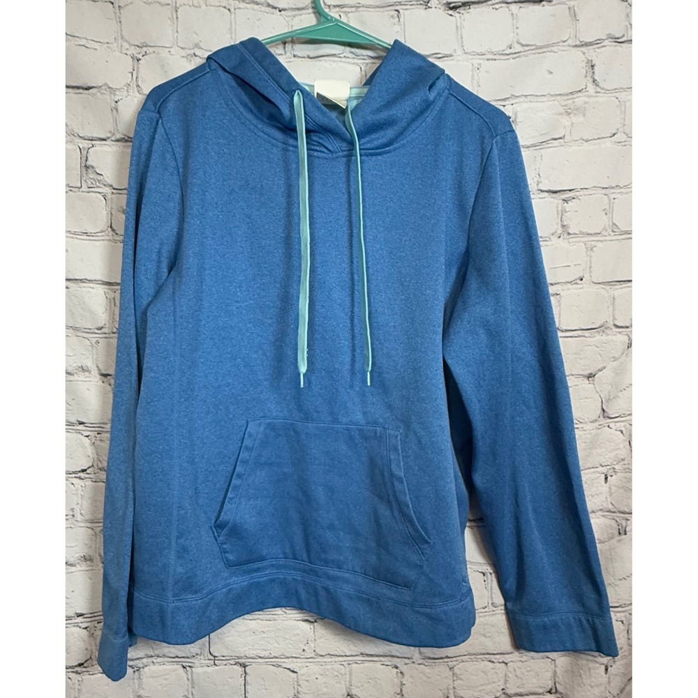 Danskin‎ Now Women Blue Pullover Hoodie Sweatshirt L 12 14 Athletic Comfort